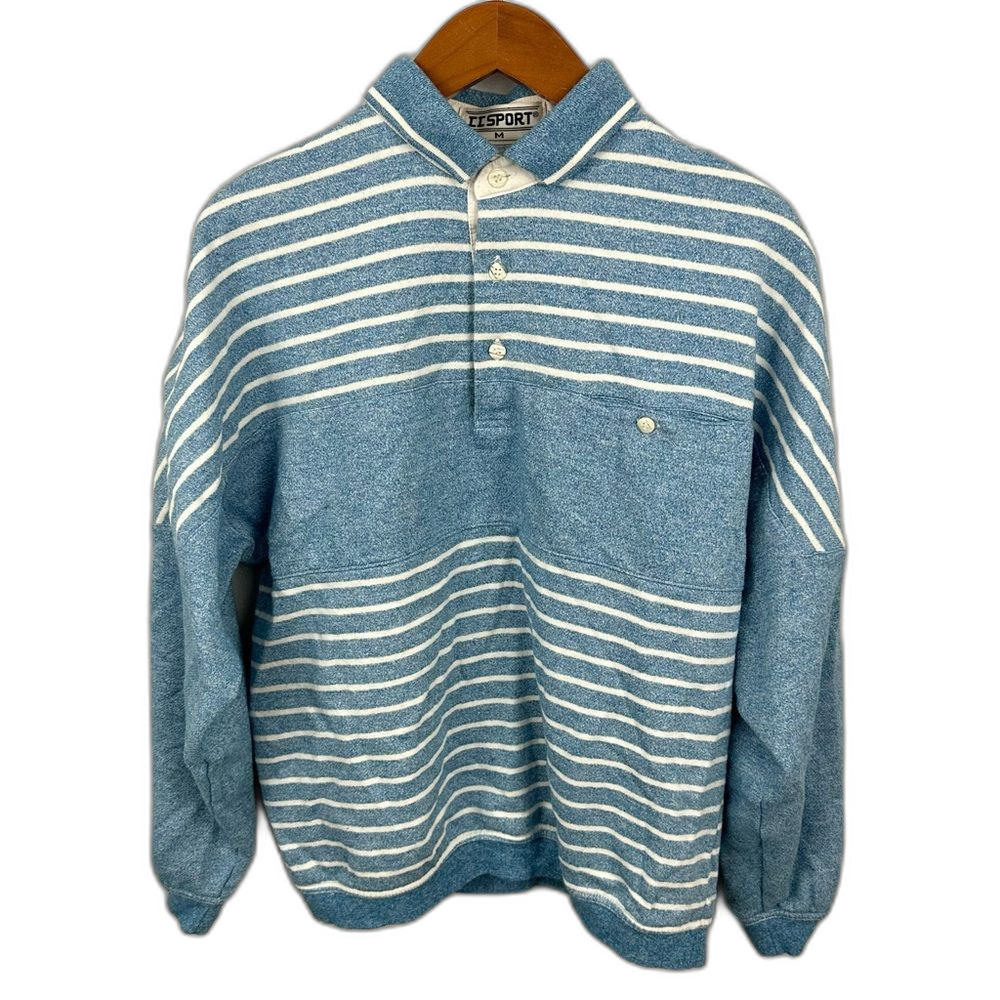 II Sport Vintage 90s Striped Pullover Sweatshirt Size Medium Y2K Oversized Comfy